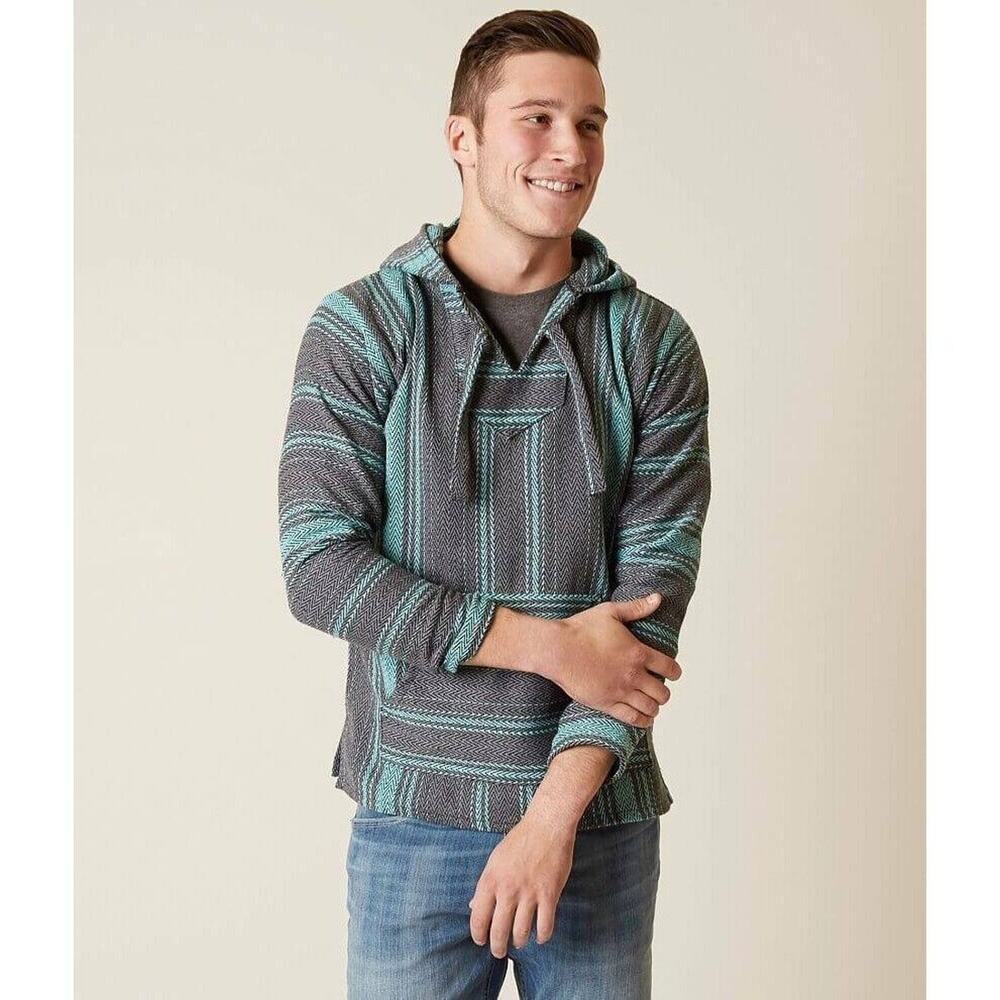 NEW Flaco Tequilla Hoodie SENOR LOPEZ Blue / Grey Hood Pullover SZ Medium M Knit